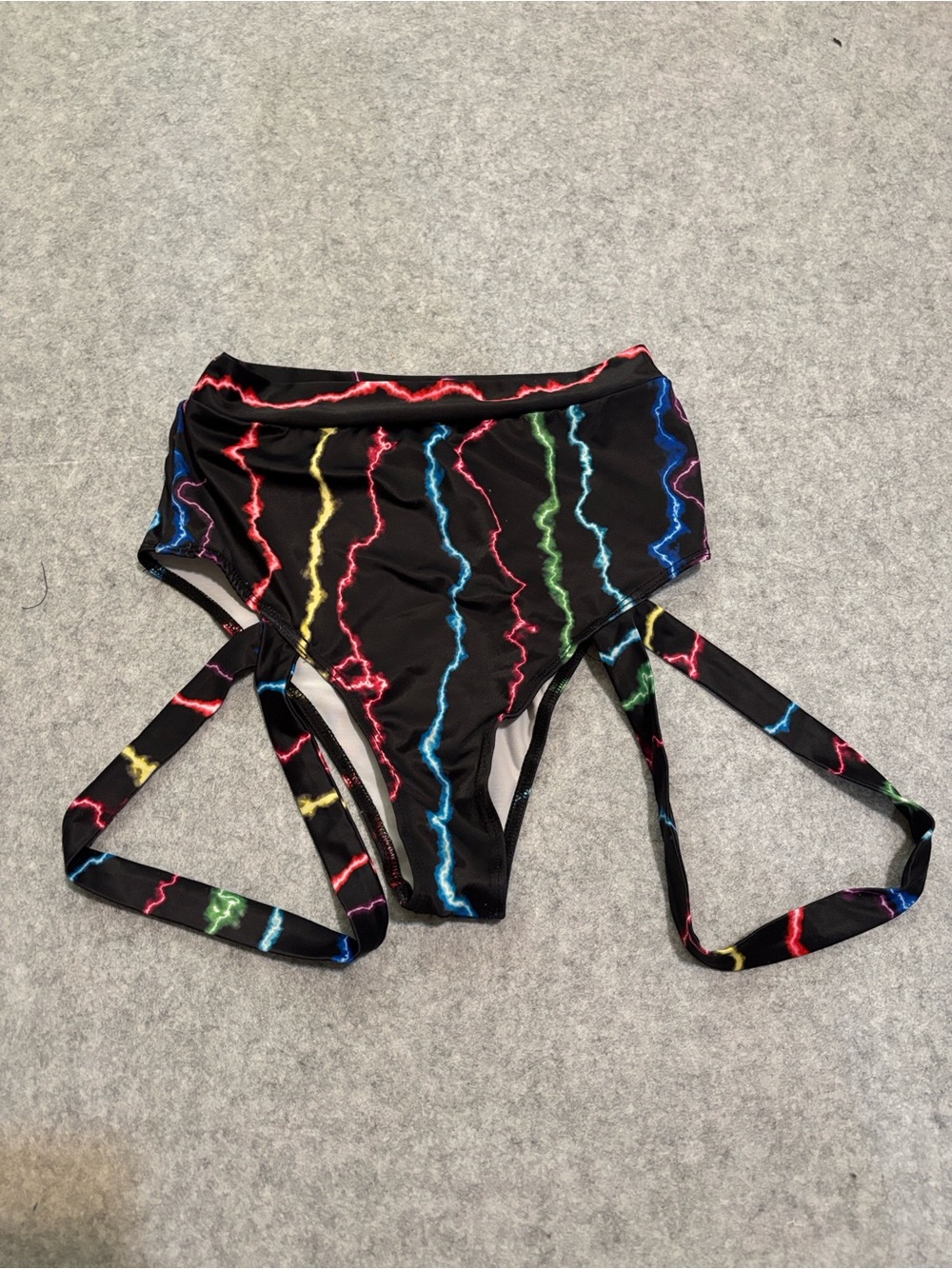 iHeartRaves Rainbow Lightning Storm Rave Bottoms with Attached Garters